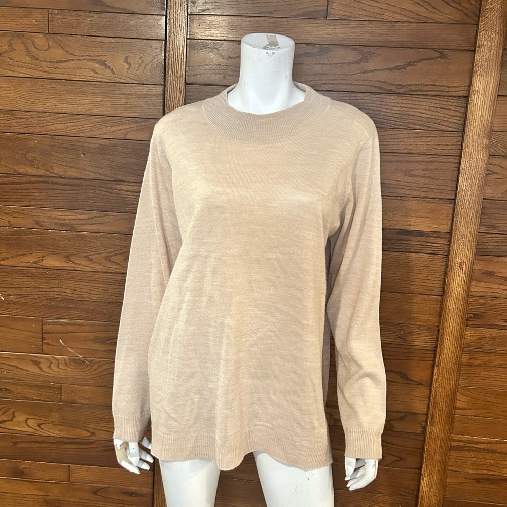 Tan and Cream Long Sleeve Relaxed Sweatshirt